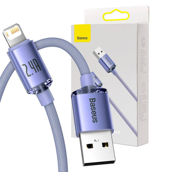 Baseus Καλώδιο USB σε Lightning Crystal Shine, 2.4A, 2m (Μοβ) Baseus Καλώδιο USB σε Lightning Crystal Shine, 2.4A, 2m (Μοβ)