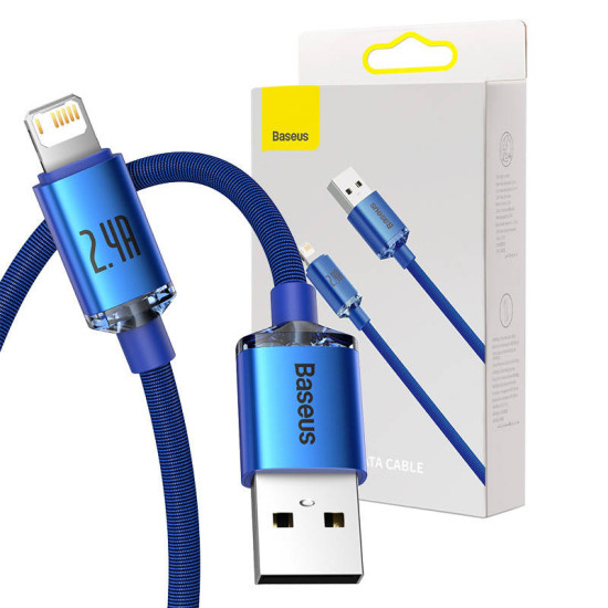 Baseus Καλώδιο USB σε Lightning Crystal Shine, 2.4A, 2m (Μπλε) Baseus Καλώδιο USB σε Lightning Crystal Shine, 2.4A, 2m (Μπλε)