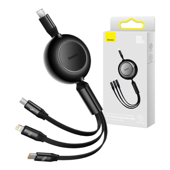 Baseus Καλώδιο USB 3σε1 για MicroUSB/USB-C/Lightning Bright Mirror 4, 100W/3.5A 1.1m (Μαύρο) Baseus Καλώδιο USB 3σε1 για MicroUSB/USB-C/Lightning Bright Mirror 4, 100W/3.5A 1.1m (Μαύρο)