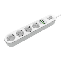 LDNIO Πολύπριζο Τροφοδοσίας με 4 πρίζες AC, 4x USB, SE4432, 2m (Λευκό)