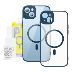 Baseus Μαγνητική Θήκη Frame και Προστατευτικό Οθόνης Tempered Glass για iPhone 14 Plus (Μπλε/Διαφανές)