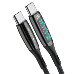 BlitzWolf Καλώδιο USB-C προς USB-C BW-TC23 με Οθόνη, 100W, 0.9m (Μαύρο)