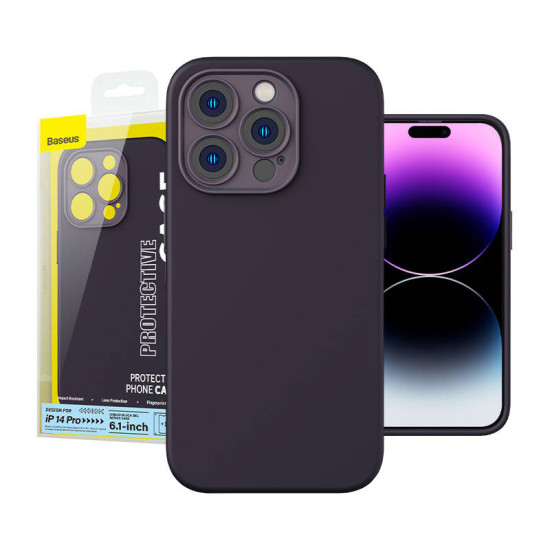 Baseus Θήκη Liquid Silica Gel και Προστατευτικό Οθόνης Tempered Glass για iPhone 14 Pro (Σκούρο Μοβ) Baseus Θήκη Liquid Silica Gel και Προστατευτικό Οθόνης Tempered Glass για iPhone 14 Pro (Σκούρο Μοβ)