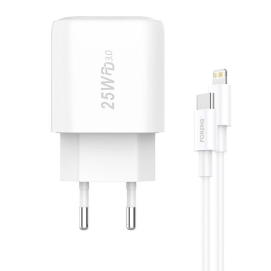 Fast charger Foneng 1x USB EU40 25W + USB C to Lightning cable Fast charger Foneng 1x USB EU40 25W + USB C to Lightning cable