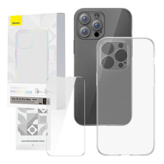 Baseus Θήκη και Προστατευτικό Οθόνης Tempered Glass Corning για iPhone 12 Pro Max (Διαφανές) Baseus Θήκη και Προστατευτικό Οθόνης Tempered Glass Corning για iPhone 12 Pro Max (Διαφανές)
