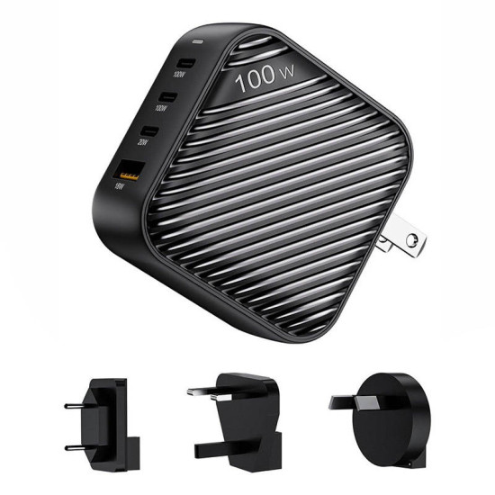 INVZI GanHub 3x USB-C + USB wall charger, 100W, EU/UK/AU/US (black) INVZI GanHub 3x USB-C + USB wall charger, 100W, EU/UK/AU/US (black)