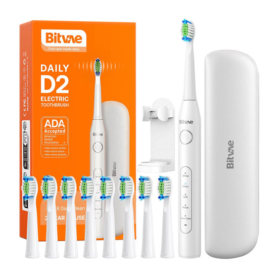 Sonic toothbrush with tips set and travel case D2 (white) Sonic toothbrush with tips set and travel case D2 (white)