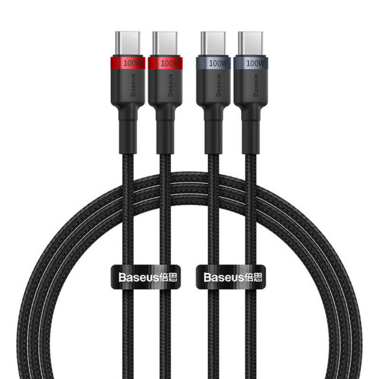 Cable Baseus Cafule USB-C to USB-C 100W,1m, 2psc (Red Black, Grey Black) Cable Baseus Cafule USB-C to USB-C 100W,1m, 2psc (Red Black, Grey Black)