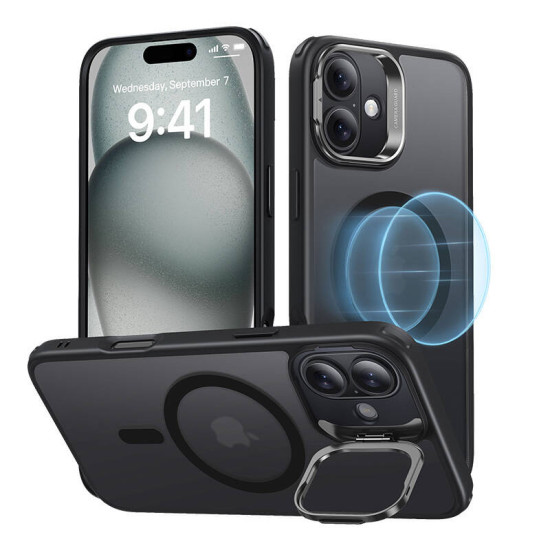 ESR Classic Hybrid Case with Stash Stand (HaloLock), Compatible with iPhone 16, Frosted Black ESR Classic Hybrid Case with Stash Stand (HaloLock), Compatible with iPhone 16, Frosted Black