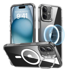 ESR Classic Hybrid Case with Stash Stand (HaloLock), Compatible with iPhone 16 (Clear)