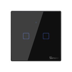 Sonoff Έξυπνος Διακόπτης Χωνευτός WiFi + RF 433 T2 EU TX (2 καναλιών) (Μαύρο)