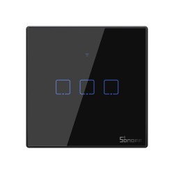 Sonoff Έξυπνος Διακόπτης Χωνευτός WiFi + RF 433 T3 EU TX (3 καναλιών) (Μαύρο)