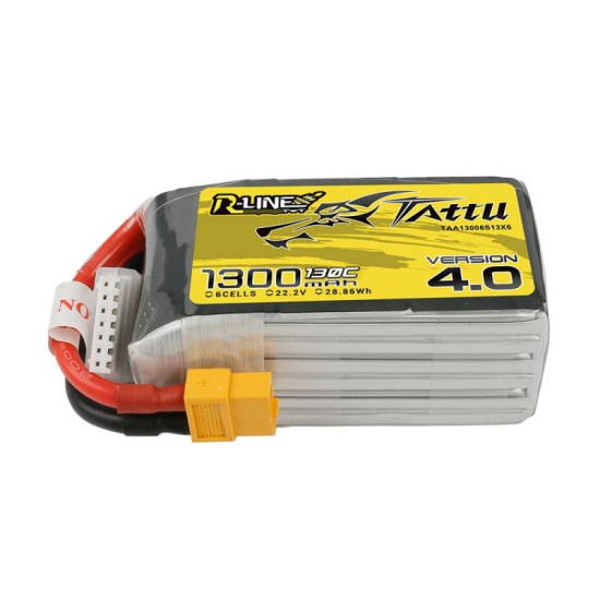Tattu R-Line 4.0 1300mAh 22.2V 130C 6S1P XT60 Battery Tattu R-Line 4.0 1300mAh 22.2V 130C 6S1P XT60 Battery
