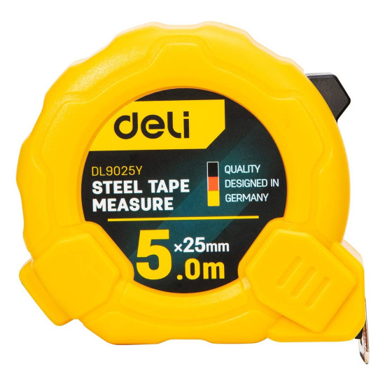 Steel Measuring Tape 5m/25mm Deli Tools EDL9025Y (yellow) Steel Measuring Tape 5m/25mm Deli Tools EDL9025Y (yellow)