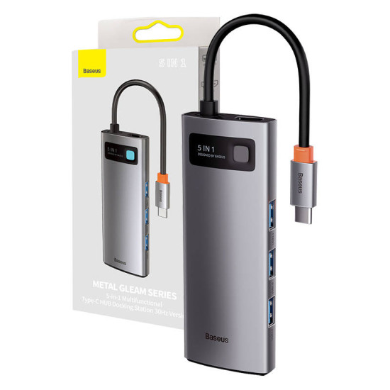 Baseus Docking Station 5σε1 USB-C σε 3x USB 3.0 + HDMI + USB-C PD (Ασημί) Baseus Docking Station 5σε1 USB-C σε 3x USB 3.0 + HDMI + USB-C PD (Ασημί)