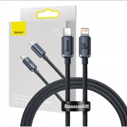 Baseus Καλώδιο USB-C σε Lightning Crystal Shine, 20W, 1.2m (Μαύρο)
