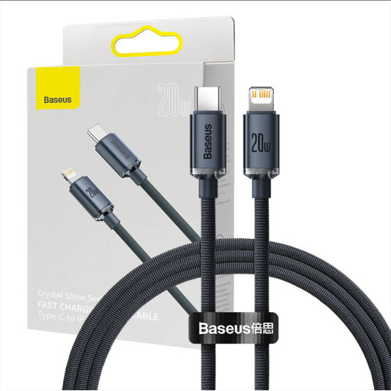 Baseus Καλώδιο USB-C σε Lightning Crystal Shine, 20W, 1.2m (Μαύρο) Baseus Καλώδιο USB-C σε Lightning Crystal Shine, 20W, 1.2m (Μαύρο)