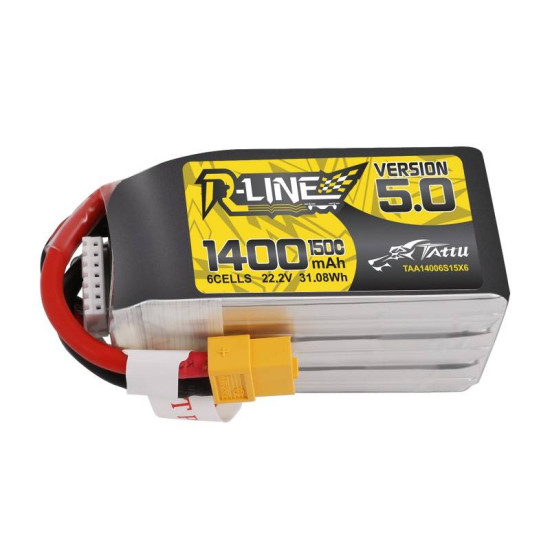 Battery Tattu R-Line 5.0 1400mAh 22.2V 150C 6S1P XT60 Battery Tattu R-Line 5.0 1400mAh 22.2V 150C 6S1P XT60