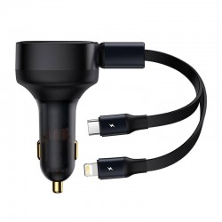 Baseus Φορτιστής Αυτοκινήτου Enjoyment με Καλώδιο USB-C + Lightning 3A, 30W (Μαύρο)