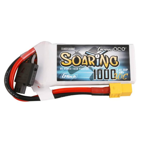 Battery Gens Ace G-Tech Soaring 1000mAh 7.4V 30C 2S1P XT60 Battery Gens Ace G-Tech Soaring 1000mAh 7.4V 30C 2S1P XT60