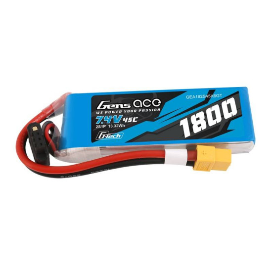 GensAce G-Tech LiPo 1800mAh 7.4V 45C 2S1P XT60 Battery GensAce G-Tech LiPo 1800mAh 7.4V 45C 2S1P XT60 Battery