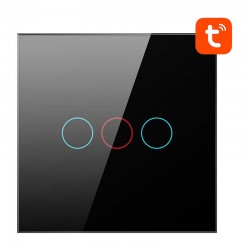 Avatto Έξυπνος Διακόπτης Χωνευτός WiFi TS02-EU-W3 (3 κουμπιά) TUYA (Μαύρο)