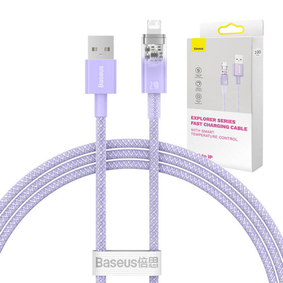 Baseus Καλώδιο USB-A σε Lightning Explorer Series 2.4A, 1m (Λιλά) Baseus Καλώδιο USB-A σε Lightning Explorer Series 2.4A, 1m (Λιλά)