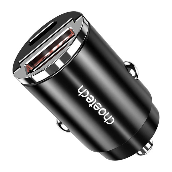 Car Charger Choetech TC0006 1x USB-A, 1x USB-C 30W PD 3.0 (black) Car Charger Choetech TC0006 1x USB-A, 1x USB-C 30W PD 3.0 (black)