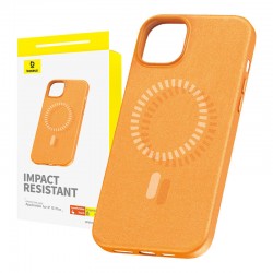 Baseus Μαγνητική Θήκη Τηλεφώνου Fauxther Series για iPhone 15 Plus (Πορτοκαλί)