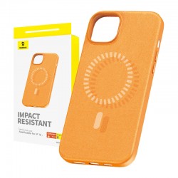 Baseus Μαγνητική Θήκη Τηλεφώνου Fauxther Series για iPhone 15 (Πορτοκαλί)