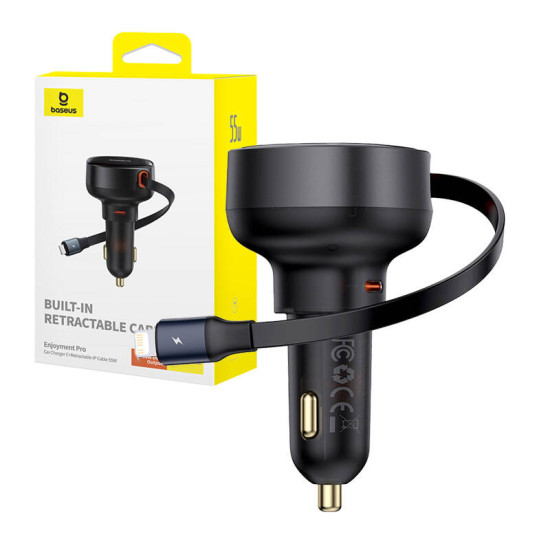 Baseus Φορτιστής Αυτοκινήτου Enjoyment με Καλώδιο Lightning + USB-C, 55W (Μαύρο) Baseus Φορτιστής Αυτοκινήτου Enjoyment με Καλώδιο Lightning + USB-C, 55W (Μαύρο)