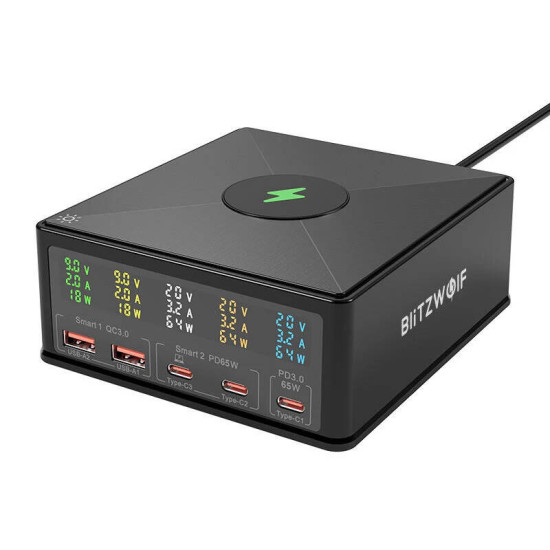 Charger Blitzwolf 868H, 2xUSB-A, 3xUSB type-C, 160W (black) Charger Blitzwolf 868H, 2xUSB-A, 3xUSB type-C, 160W (black)
