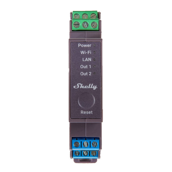 Shelly Pro 2 DIN Rail 2-channel Relay, WiFi/LAN Shelly Pro 2 DIN Rail 2-channel Relay, WiFi/LAN