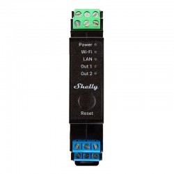 Shelly Pro 2PM DIN Rail 2-channel Relay, WiFi/LAN (Power measurement)