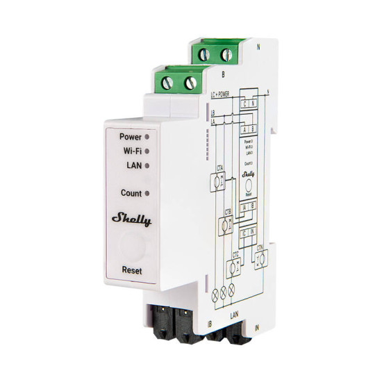 Shelly PRO 3EM 120A 2-Phase Energy Meter, WiFi/Bluetooth Shelly PRO 3EM 120A 2-Phase Energy Meter, WiFi/Bluetooth