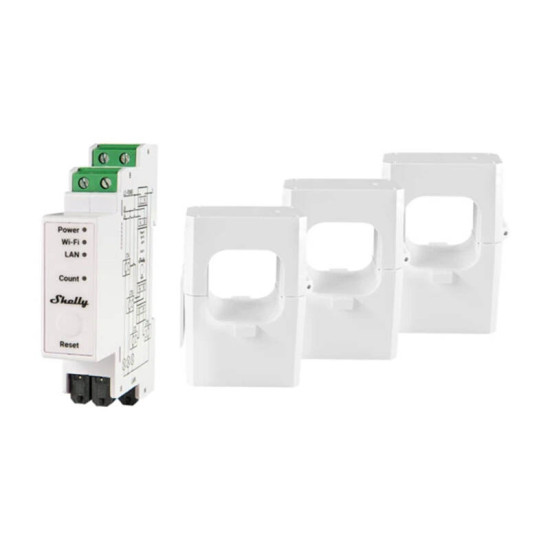 Shelly PRO 3EM 400A 2-Phase Energy Meter, WiFi/Bluetooth Shelly PRO 3EM 400A 2-Phase Energy Meter, WiFi/Bluetooth