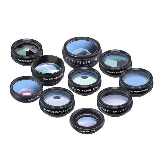 Mobile lens kit APEXEL APL-DG10 10 in 1 (black) Mobile lens kit APEXEL APL-DG10 10 in 1 (black)