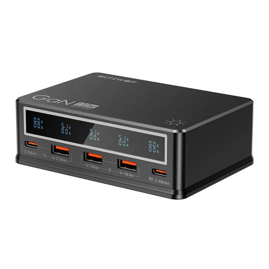 Desktop Charger Blitzwolf BW-i9 110W PD 3xUSB-A, 2xUSB-C (black) Desktop Charger Blitzwolf BW-i9 110W PD 3xUSB-A, 2xUSB-C (black)