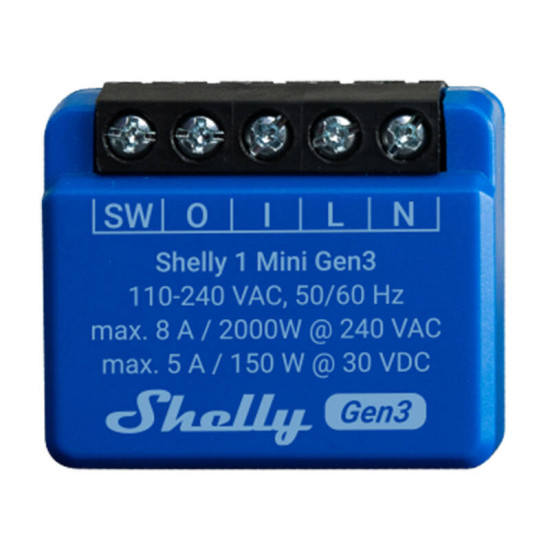 Shelly 1 Mini Gen3 Controller, WiFi/Bluetooth Shelly 1 Mini Gen3 Controller, WiFi/Bluetooth