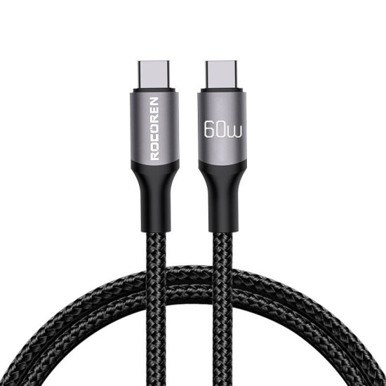 Fast Charging cable Rocoren USB-C to USB-C Retro Series 2m 60W (grey) Fast Charging cable Rocoren USB-C to USB-C Retro Series 2m 60W (grey)