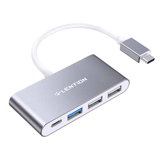 Lention 4in1 Hub USB-C to USB 3.0 + 2x USB 2.0 + USB-C (gray) Lention 4in1 Hub USB-C to USB 3.0 + 2x USB 2.0 + USB-C (gray)