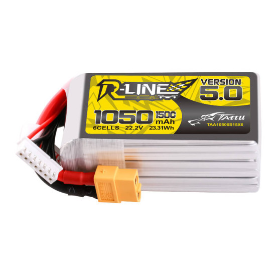 Tattu R-Line 5.0 1050mAh 22.2V 6S 150C XT60 Plug Battery Tattu R-Line 5.0 1050mAh 22.2V 6S 150C XT60 Plug Battery