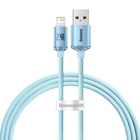 USB cable for iP Baseus Crystal Shine, 2.4A, 1.2m (blue) USB cable for iP Baseus Crystal Shine, 2.4A, 1.2m (blue)