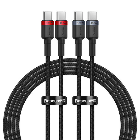 Cable Baseus Cafule USB-C to USB-C 100W,2m, 2psc (Red Black, Grey Black) Cable Baseus Cafule USB-C to USB-C 100W,2m, 2psc (Red Black, Grey Black)
