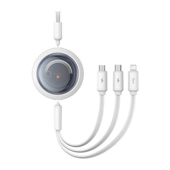 Fast Charging Cable 3in1 Baseus Free2Draw, USB to micro USB+USB-C+Lightning, 3.5A, 1.1m (white) Fast Charging Cable 3in1 Baseus Free2Draw, USB to micro USB+USB-C+Lightning, 3.5A, 1.1m (white)