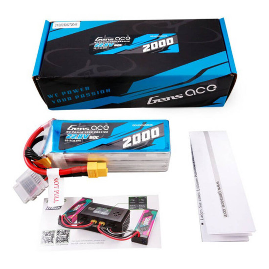 Gens ace 2000mAh 22.8V 60C 6S1P High Voltage Lipo Battery Pack with XT60 Plug Gens ace 2000mAh 22.8V 60C 6S1P High Voltage Lipo Battery Pack with XT60 Plug