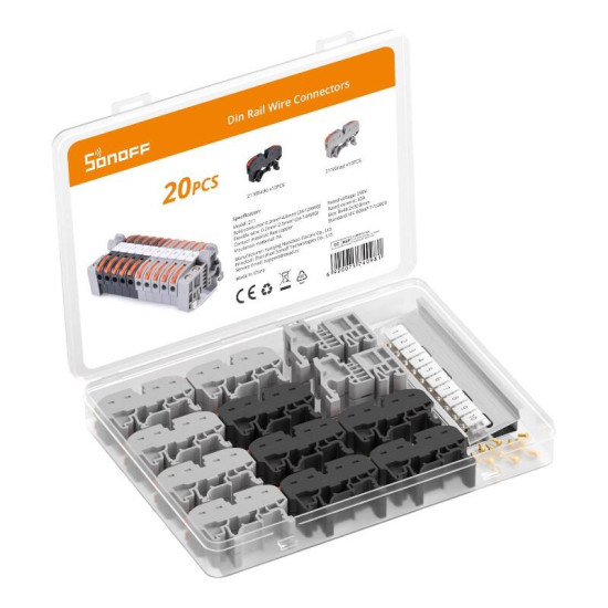 DIN Rail wire connector Sonoff set (20 pcs) DIN Rail wire connector Sonoff set (20 pcs)