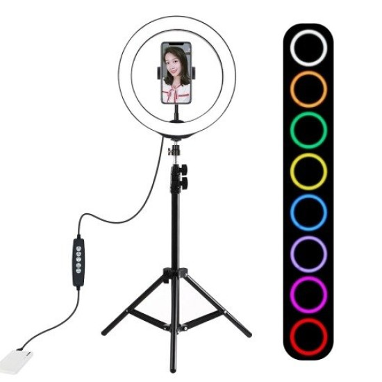 Tripod Mount Puluz 1,1m + 26cm RGBW LED Ring Vlogging PKT3044 Tripod Mount Puluz 1,1m + 26cm RGBW LED Ring Vlogging PKT3044