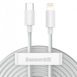 Baseus Καλώδιο Simple Wisdom Data Cable Kit USB-C σε Lightning PD 20W 1.5m (Σετ 2τμχ) (Λευκό)