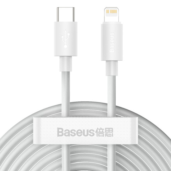 Baseus Καλώδιο Simple Wisdom Data Cable Kit USB-C σε Lightning PD 20W 1.5m (Σετ 2τμχ) (Λευκό) Baseus Καλώδιο Simple Wisdom Data Cable Kit USB-C σε Lightning PD 20W 1.5m (Σετ 2τμχ) (Λευκό)